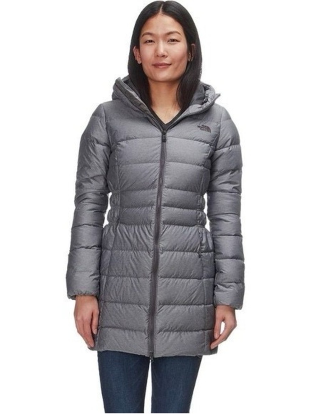 The North Face Women's Gray Quilted Hooded Down Coat
